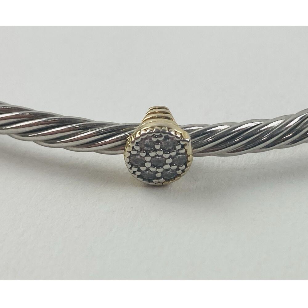 Rhinestone Gold Silver Stations Twisted Cable Cuff Bracelet Magnetic Closure Dai - Picture 3 of 12